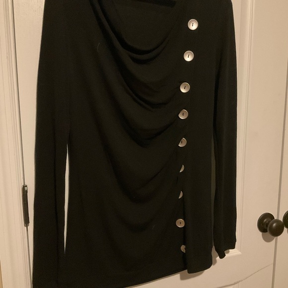 Chic Black Button-Detail Top - Picture 1 of 6